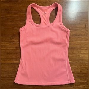 Alo Yoga Ribbed Tank with built in bra, Pink, Size:M